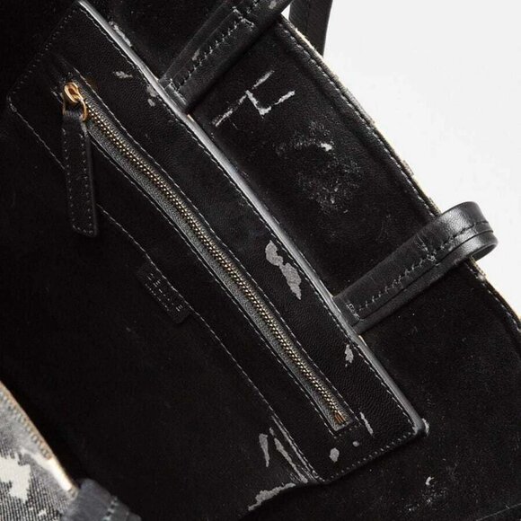 Celine Black/White Leopard Jute Bi-Color Vertical Cabas Bag - Picture 9 of 12